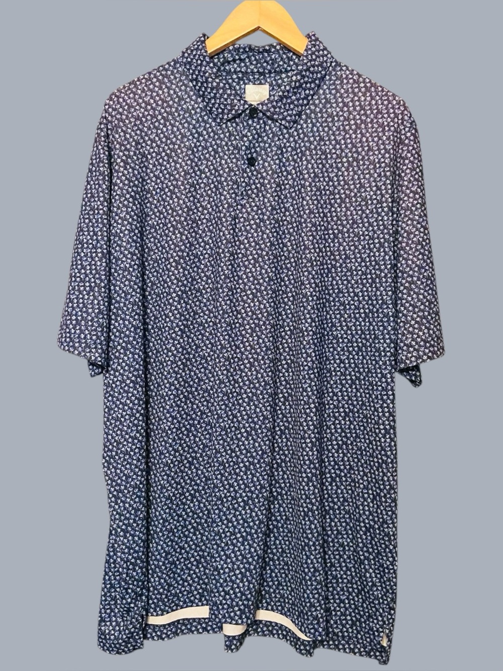 Callaway Men’s XXL Micro Floral Print Golf Polo Shirt Blue Opti-Dri